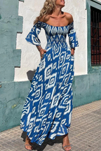 A-Line Smocked Dress with an Off-Shoulder Neck