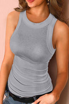 Sleeveless Vest with a Round Neck
