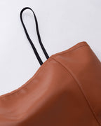 Faux-Leather Strappy Cami Top