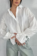 Jacquard Bell-Sleeve Blouse