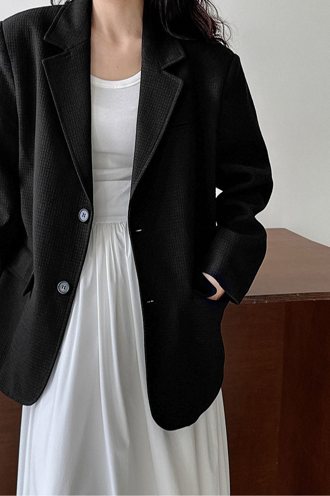 Waffle-Texture Oversized Blazer