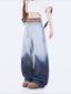 Patchwork Gothic Tall Waist Denim Pant Blue / S