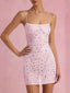 Bodycon Double-Layer Mesh Dress with Rhinestone Accents
