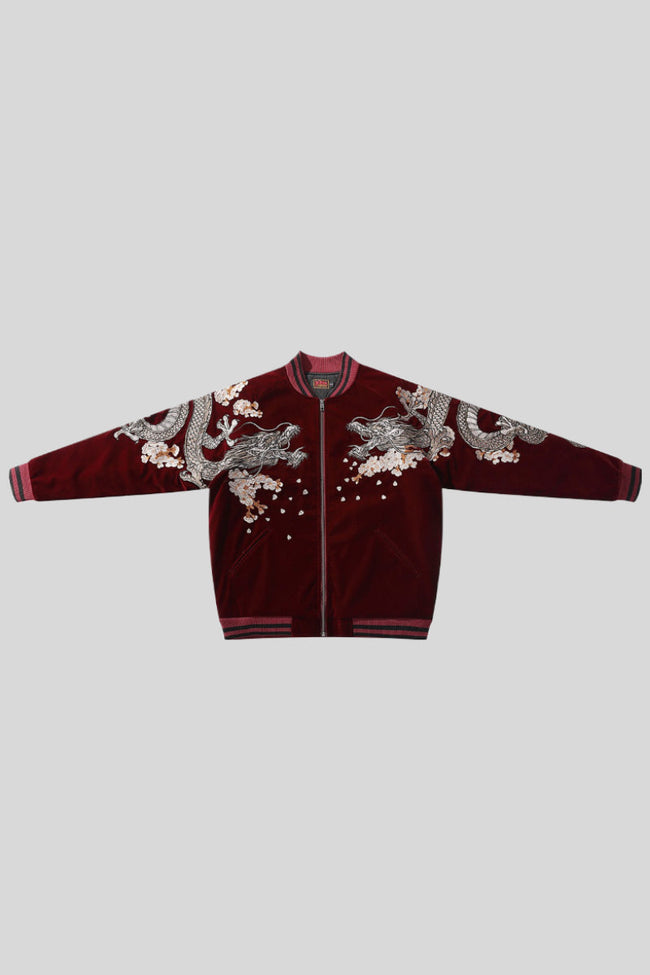 Satin Bomber Jacket with Dragon Embroidery Main image