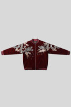 Satin Bomber Jacket with Dragon Embroidery