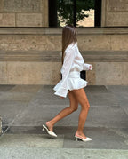 Relaxed-Fit Twist-Detail Mini Dress with Pleat Details
