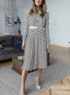 Geometric-Print A-Line Dress with Pleat Details