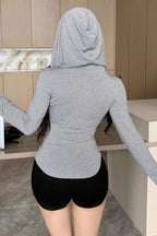 Fitted Cropped Hoodie with a Front Zip