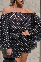 Polka-Dot Off-Shoulder Ruffled Mini Dress
