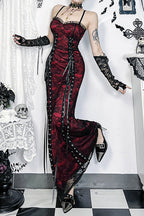 Strappy Layered Gothic Dress with Lace Details