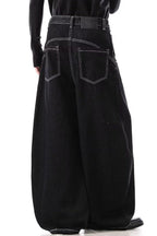Wide-Leg Denim Draped Jeans