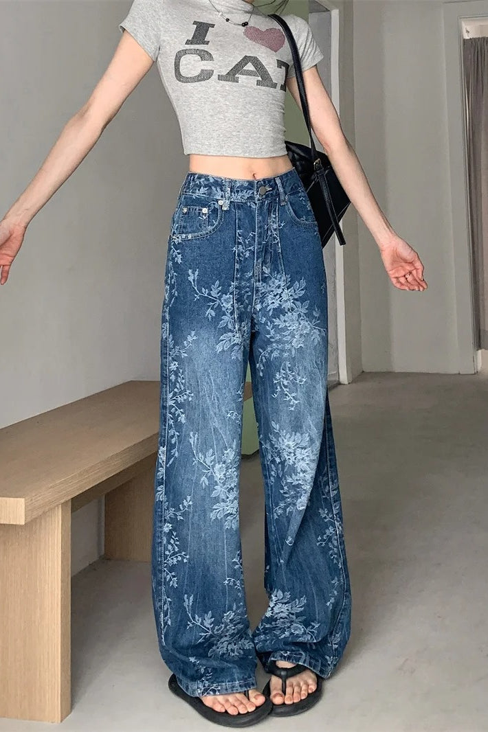 Floral Relaxed-Fit Jeans