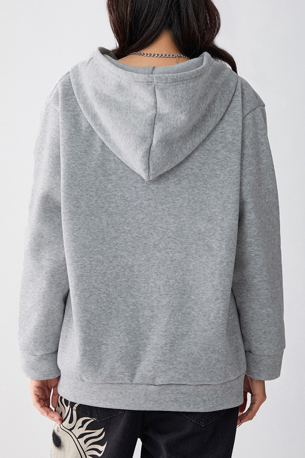 Graphic Hoodie with Zip Details