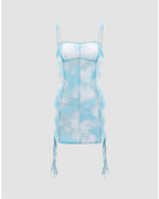 Tie-Dye Strappy Short-Sleeve Dress