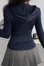 Fitted Cropped Hoodie with a Front Zip