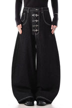 Wide-Leg Denim Draped Jeans
