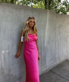 Bias-Cut Draped Asymmetric Dress