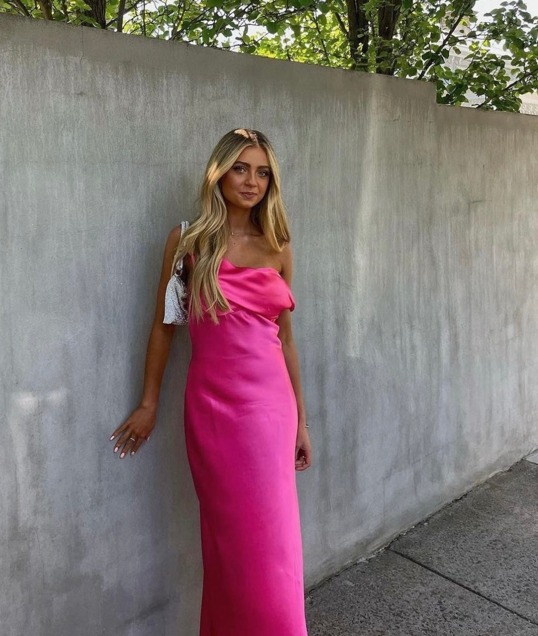 Bias-Cut Draped Asymmetric Dress