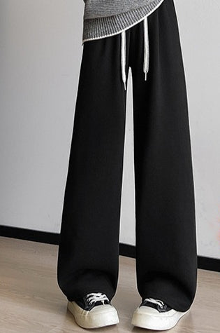 High-Rise Knit Draped Pants