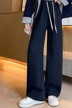 High-Rise Knit Draped Pants