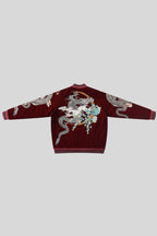 Satin Bomber Jacket with Dragon Embroidery