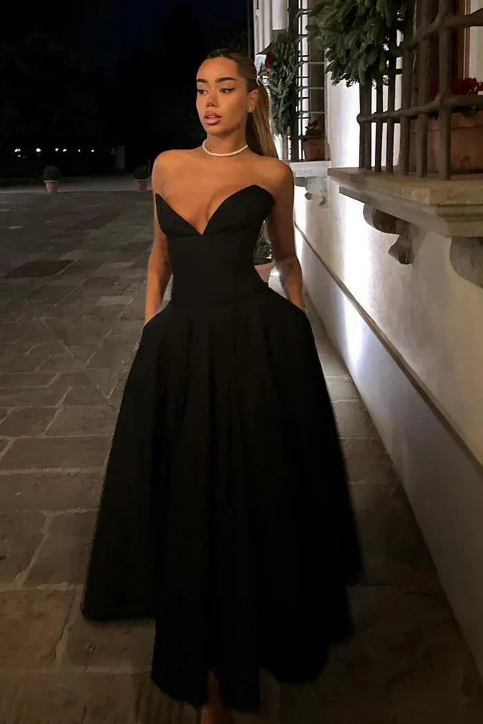 Corset-Style Pleated Midi Dress with an Off-Shoulder Neck