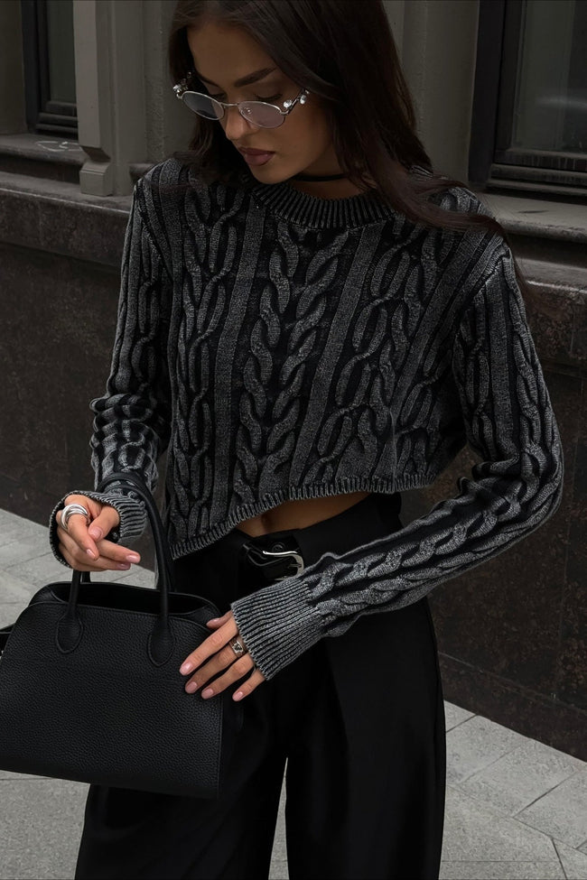 Knit Fitted Cropped Sweater Main image