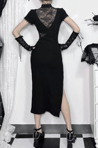 High-Rise Gothic Dress with a Roll Neck