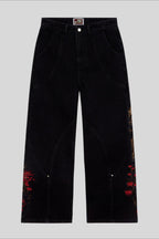 Wide-Leg Jeans with Mount Fuji Embroidery