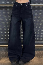 Lettered Wide-Leg Denim Jeans