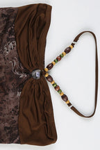 Printed Asymmetric Retro Top with a Halter Neck