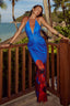 Floral Strapless Open-Back Maxi Dress with Ruched Details