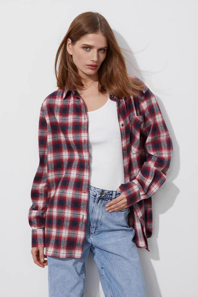 Checked Oversized Cotton Blouse Main image