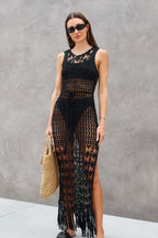 Knit Fringed Cutout Cover-Up