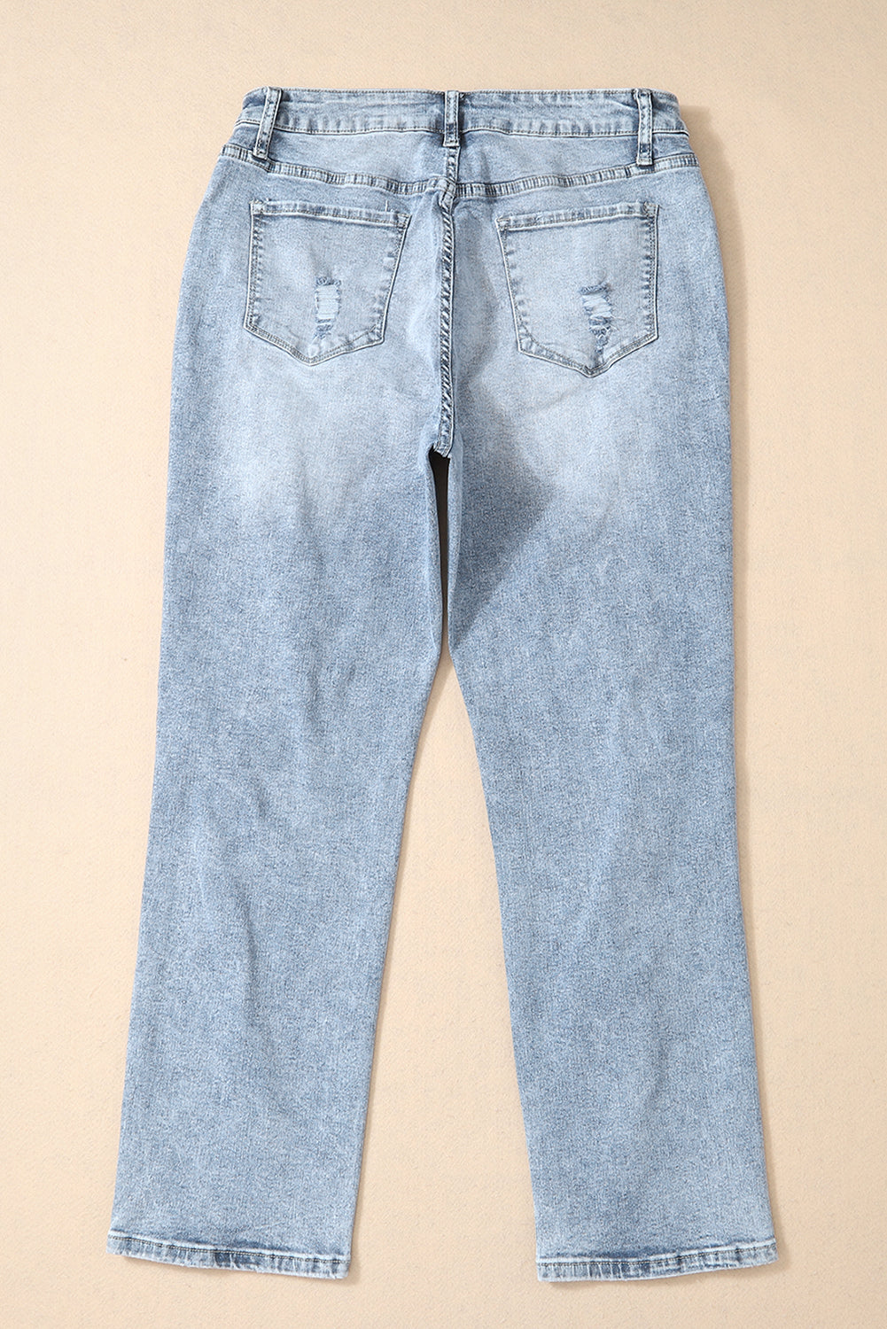 Blue High-Rise Fitted Light-Wash Jeans