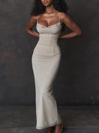 Fitted Mesh Skirt with a Split Detail
