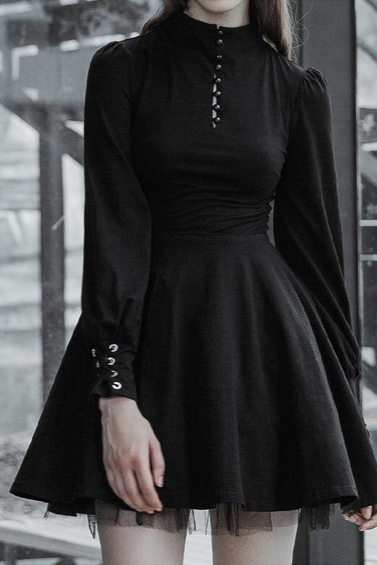 A-Line Gothic Dress with Pleat Details