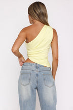 Cropped Ruched Asymmetric Crop Top with a One-Shoulder Cut