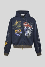 Graffiti-Graphic Oversized Zip Hoodie