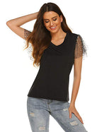 Floral V-Neck Sheer Shirt with Lace Details