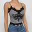 Abstract-Print Lace Strappy Cami Top