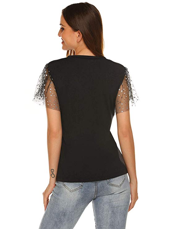 Floral V-Neck Sheer Shirt with Lace Details