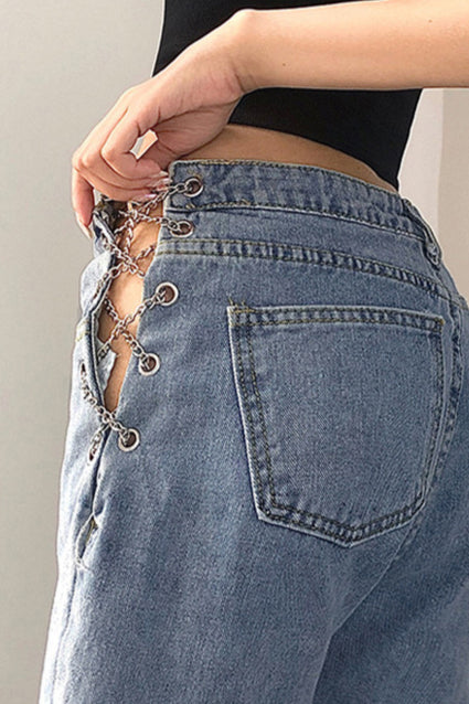 High-Rise Fitted Jeans