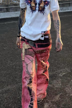 Pink Flared Graphic Jeans