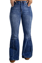Blue Denim Flared Washed Jeans