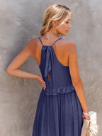 Tiered High-Low Maxi Dress with Ruffle Details