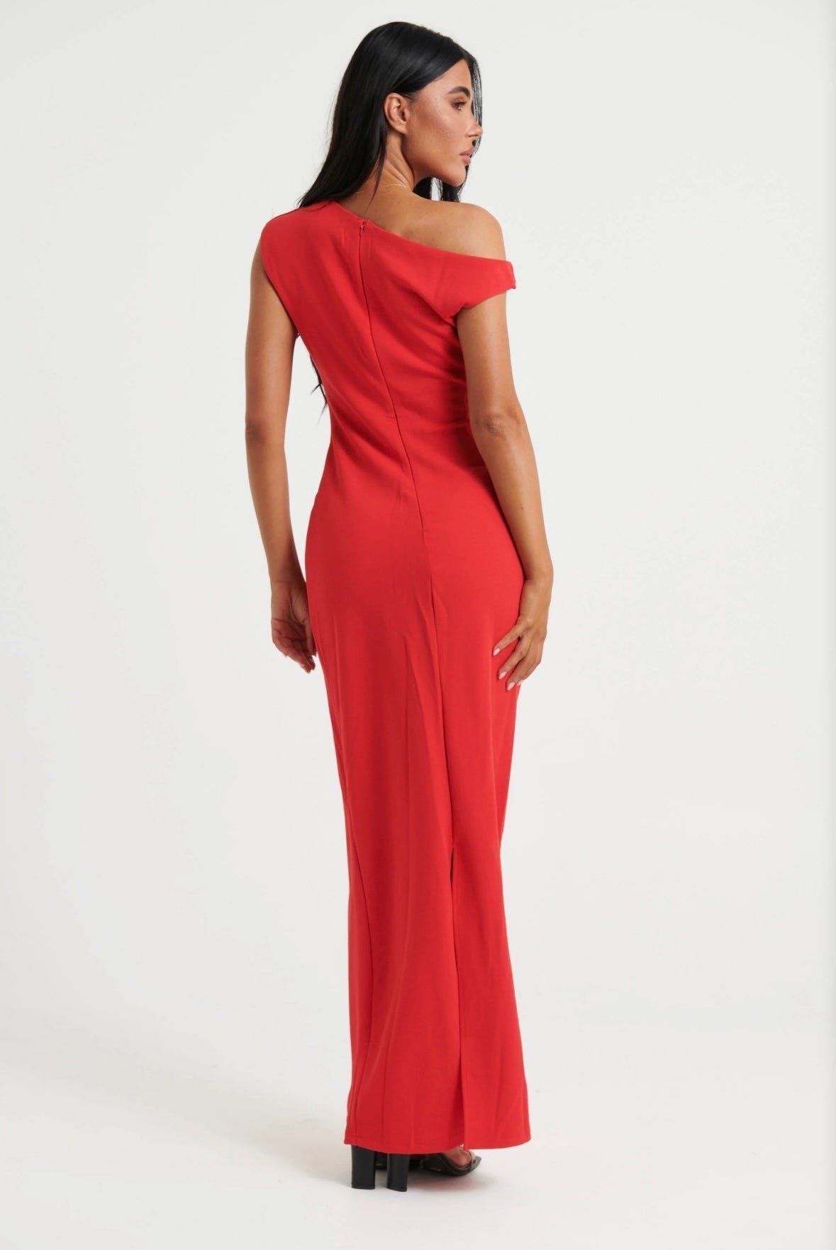 Asymmetric Zip-Detail Slit-Detail Dress