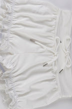 Low-Rise Bodycon Ruffled Shorts with Drawstring Detail