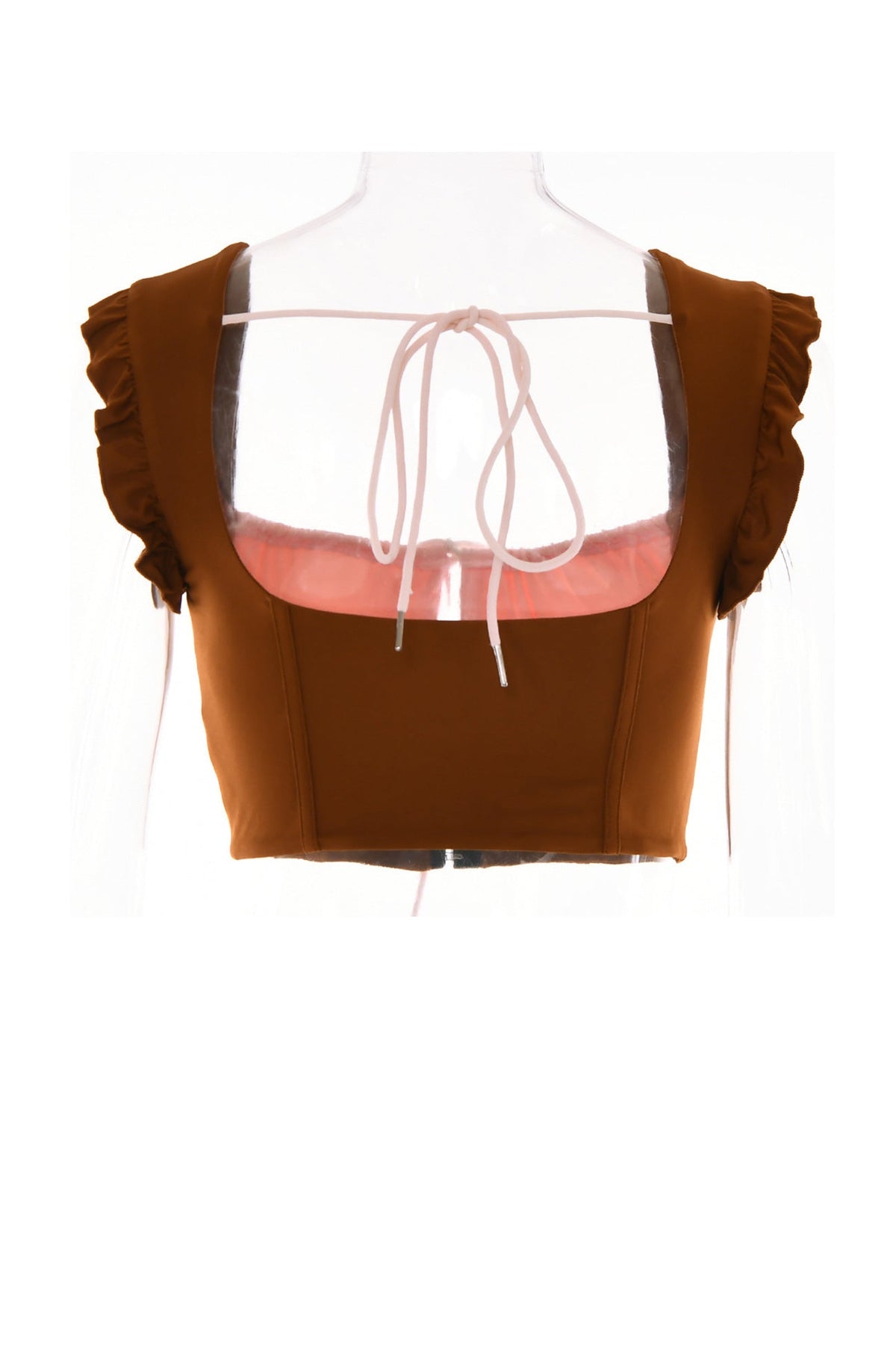 Ruffled Contrast-Detail Drawstring Tank Top