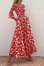 A-Line Smocked Dress with an Off-Shoulder Neck